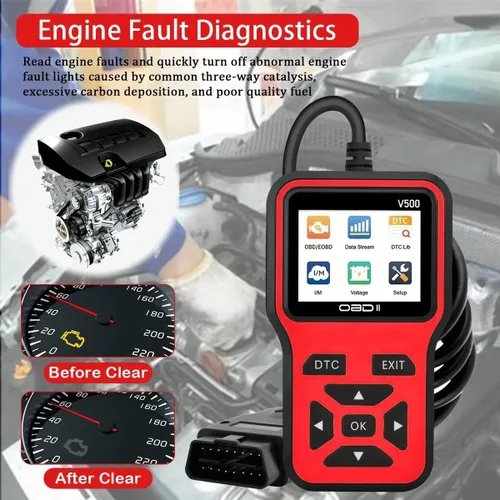 Miniatura 5 de Herramienta de diagnóstico del escáner V500 OBD2, lector de código profesional con transmisión de datos en tiempo real, búsqueda de DTC, preparación