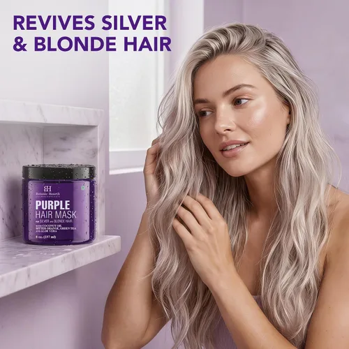 Miniatura 3 de Botanic Hearth Mascarilla morada para el cabello, para cabello rubio, plateado y gris, sin sulfatos ni parabenos, 8 onzas líquidas