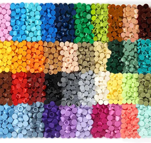 Miniatura 10 de Azulejo redondo 1x1 1000 piezas, ladrillos 98138 compatibles con ladrillos de marcas principales, bricolaje para arte de mosaico de píxeles