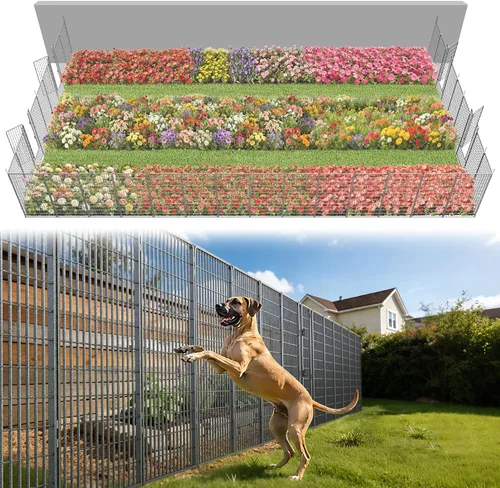 Miniatura 80 de FXW - Valla de jardín metálica y resistente para exteriores, barrera para perros y conejos, fácil instalación, negro, 24 pulgadas de alto x 29.6