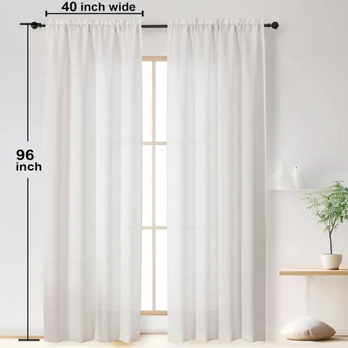 Miniatura 5 de OWENIE Bob Juego de 2 Paneles de Cortinas Negras de Cocina para Ventanas de 36 Pulgadas de Largo, Cortinas Cortas de Café con Textura de Lino