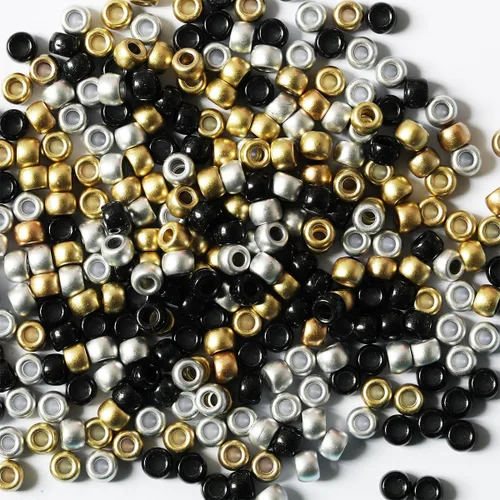Miniatura 42 de 1000 cuentas de pony negras de 0.236 x 0.32 pulgadas para pulseras, trenzas de pelo y manualidades de bricolaje, solo para uso en manualidades