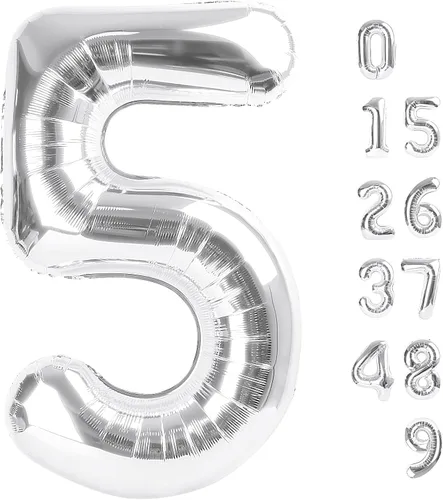 Miniatura 36 de Globos de números de 5 globos de 40 pulgadas, decoraciones de cumpleaños azules para niños y niñas, globos de números azul marino grandes