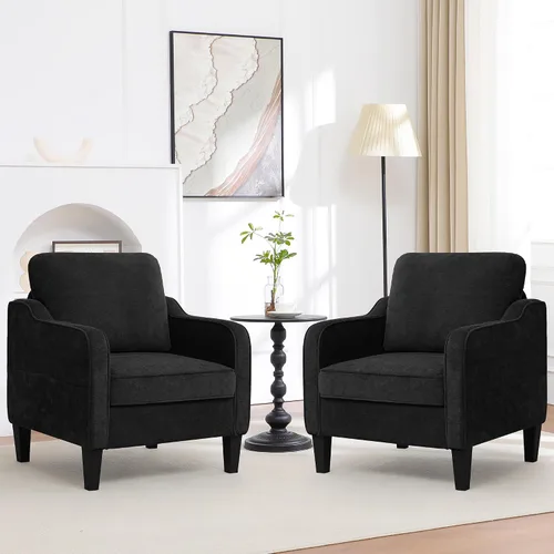 Miniatura 19 de Silla decorativa para sala de estar, silla de lectura moderna de mediados de siglo para dormitorio, sillón tapizado con bolsillos laterales, cómodo