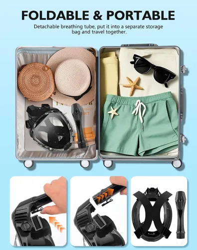 Miniatura 7 de VGKE Máscara de esnórquel de cara completa para adultos, equipo de esnórquel con bolsa impermeable para teléfono, unisex para hombres y mujeres