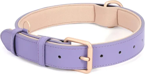 Miniatura 10 de WHIPPY Collar de cuero para perro pequeño y mediano, ajustable, suave, transpirable, de cuero, acolchado, con hebilla de aleación, resistente al