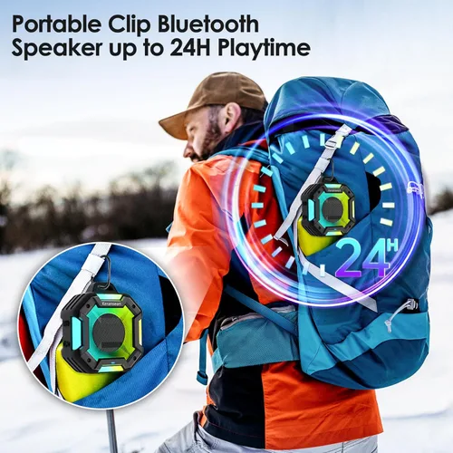 Miniatura 7 de Altavoz Bluetooth para Ducha, Altavoces Bluetooth Portátiles IPX7 Impermeables para Ducha Inalámbricos, Altavoz al Aire Libre con Luces, Negro
