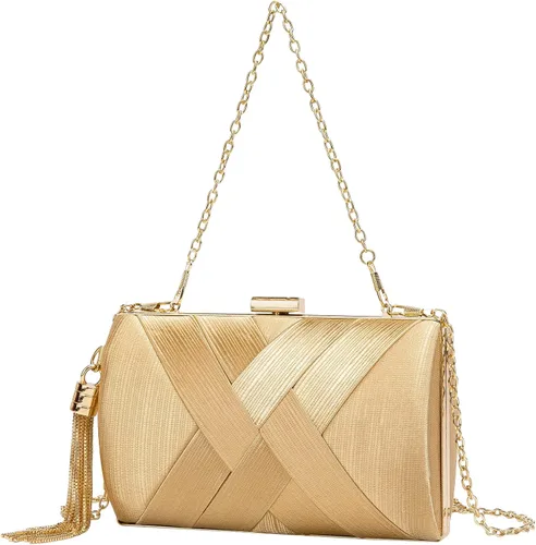 Miniatura 2 de Elegante bolso de mano de seda con colgante de borla para mujer, para novia, boda, graduación, fiesta de noche