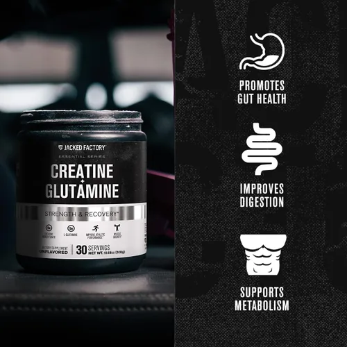 Miniatura 7 de Jacked Factory Creatina + glutamina - Suplemento de creatina con L-glutamina para recuperación muscular, crecimiento muscular, mayor fuerza, mayor