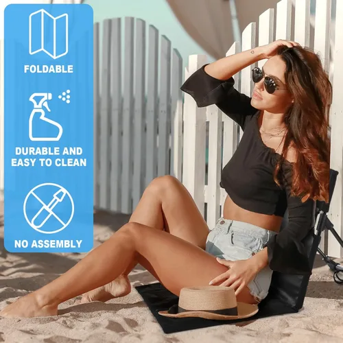 Miniatura 6 de Karenhi Sillas plegables junto a la piscina para borde de la piscina, sillas de playa portátiles con soporte trasero, asientos plegables de piscina