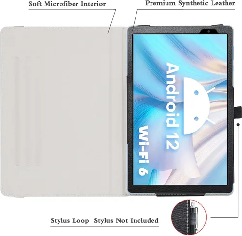 Miniatura 5 de Bige para tabletas TECLAST P26T/Vortex T10M Pro Plus de 10.1", soporte giratorio de 360 grados con cubierta de bonito patrón, color negro