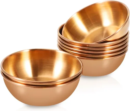 Paquete de 8 platos de salsa de acero inoxidable de 3.2 pulgadas, mini platillos individuales, tazones redondos para condimentos, tazón para salsa