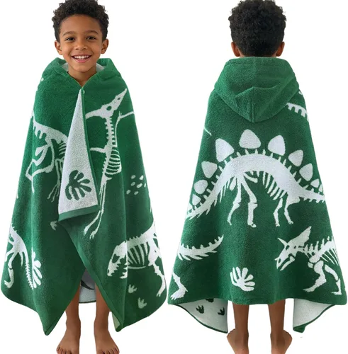 Miniatura 6 de VOOVA & MOVAS Poncho de Toalla de Baño Gruesa con Capucha para Niños (4-8 Años) - Bata de Toalla de Natación de Algodón Turco Suave y Absorbente