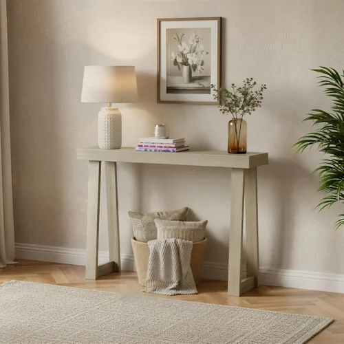 Miniatura 16 de Plank+Beam Mesa consola de madera maciza, 36 pulgadas, mesa de sofá, mesa de entrada estrecha para pasillo, detrás del sofá, sala de estar, Negro