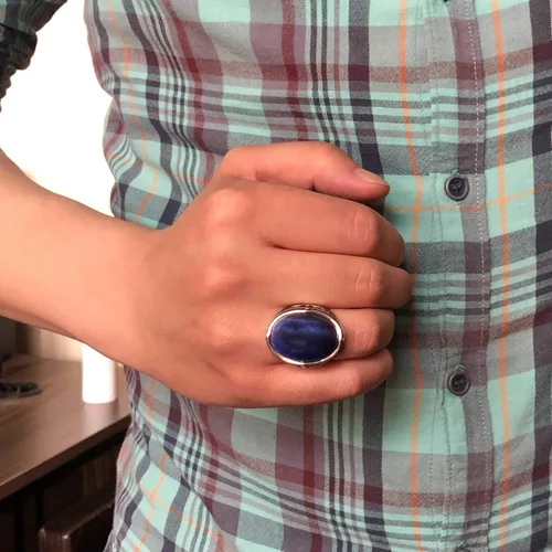 Miniatura 4 de mysilverworld Anillo de plata de ley 925 ovalada, ojo de tigre azul