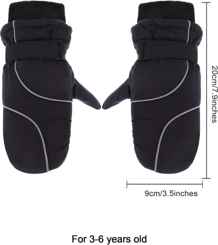 Miniatura 3 de Boao Snow Mittens Winter Ski Mittens Waterproof Warm Cotton-Lined Gloves for Kids
