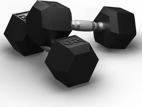 Miniatura 9 de GRETERST Juego de mancuernas hexagonales con revestimiento de goma, pesas de mano para ejercicio y fitness para gimnasio en casa, entrenamiento