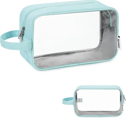 Miniatura 9 de Bolsa de aseo grande de tamaño completo, bolsa de cosméticos, bolsa de maquillaje de viaje, organizador para mujeres, hoja verde Z, M