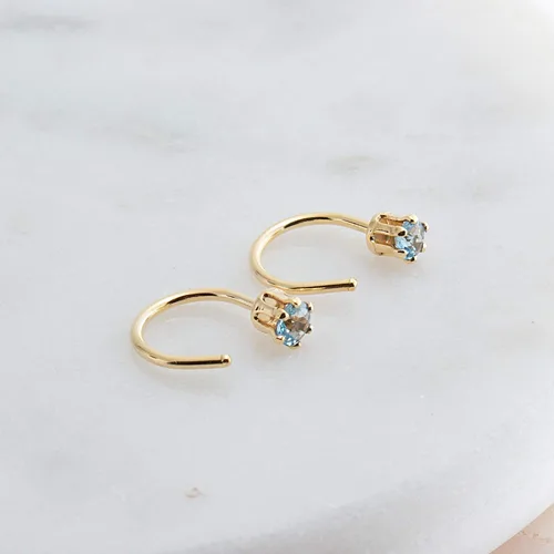 Miniatura 48 de Half Huggie Birthstone Gold Hoop Earrings for Women Tiny Cartilage Stud Piercing Earring Hypoallergenic Earring Screw Back Dainty Hug