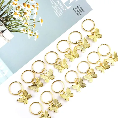 Miniatura 4 de NAISKA 20 accesorios para el cabello de mariposa, brazaletes, dijes y anillos de joyería para mujer (dorado)