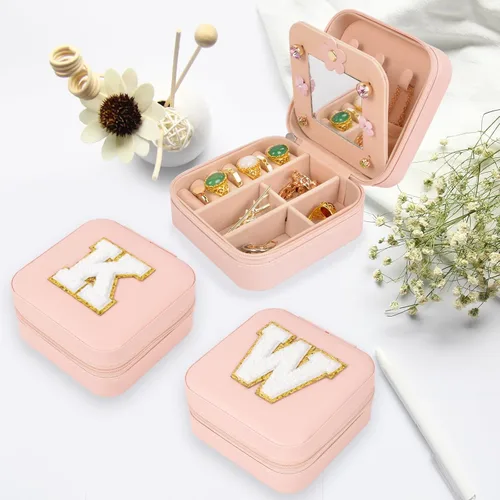 Miniatura 4 de ChezMax Joyero de viaje, organizador de joyas, caja de joyería pequeña, joyero personalizado, accesorios de viaje para mujeres y niñas, organizador