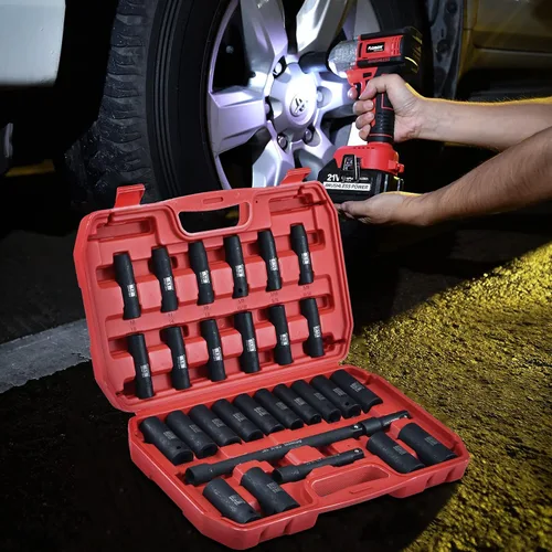 Miniatura 6 de AOBEN Juego de dados de impacto de 1/2 pulgada, 29 piezas, 6 puntos, SAE/métrico, (3/8" - 1", 0.394 in - 0.945 in), profundo, acero Cr-V, incluye
