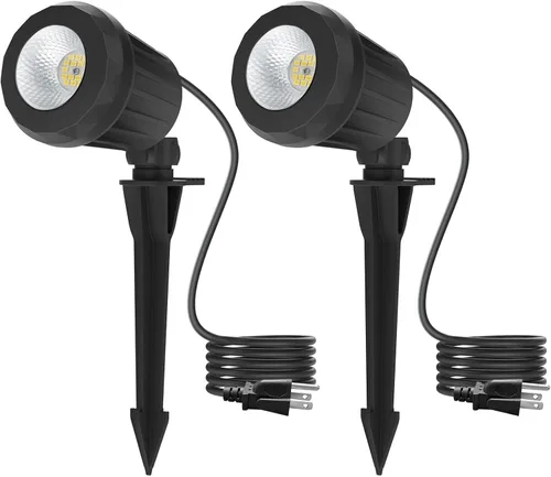 Miniatura 10 de Foco para exteriores – Enchufe de 120 V, 2700 K, luces LED de paisaje blanco cálido con 3 lentes RGB para patio, jardín, césped y decoración