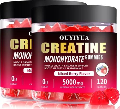 Miniatura 8 de Gomitas de monohidrato de creatina de 5000 mg para hombres y mujeres, suplemento de preentrenamiento sin azúcar, masticables para fuerza muscular