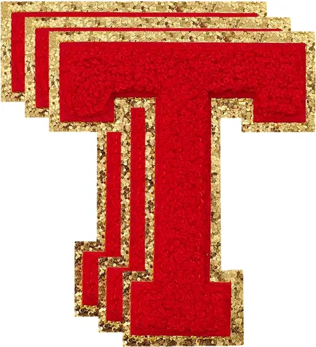 Miniatura 196 de 3 parches de números de chenilla negra, tamaño grande de 4-1/2" parches de números para planchar, parches universitarios para ropa, 8" Borde oro rosa