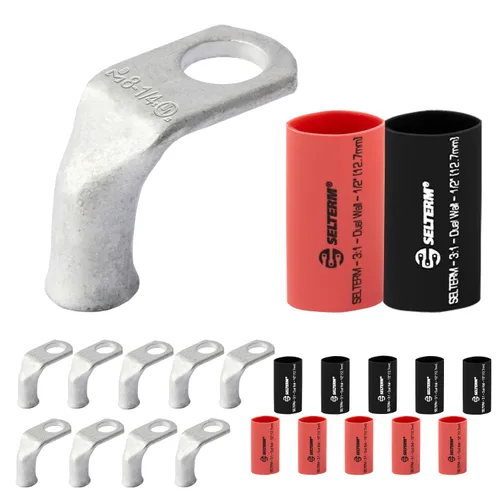 Miniatura 260 de SELTERM 5 piezas terminales de cable de cobre estañado 1/0 AWG perno de 1/2", extremos de cable de batería, terminales de anillo, conectores