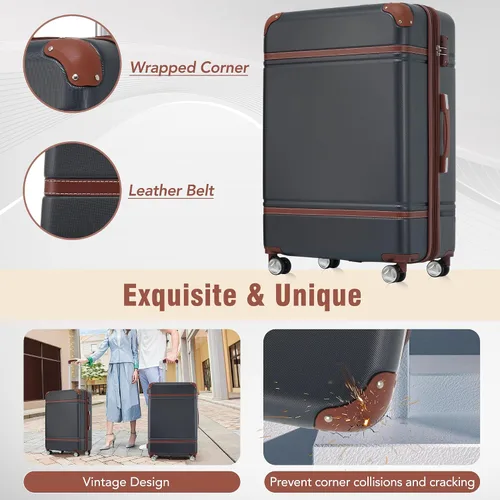 Miniatura 5 de Merax Equipaje, maleta extensible rígida con ruedas giratorias ligeras, Negro -, 40/48/52