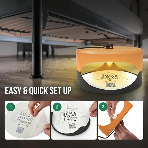 Miniatura 5 de Aspectek Trampa para pulgas de cúpula pegajosa, trampa adhesiva sin olor con 2 discos pegajosos, eficaz para matar chinches y tratamiento