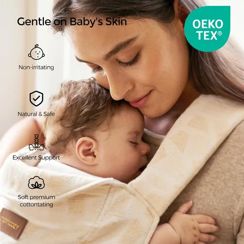 Miniatura 4 de Momcozy WeeSnug - Portabebés para recién nacidos, ligero y acogedor, cómodo para 7-25 libras, soporte ergonómico de espalda cruzada, tejido Geometry
