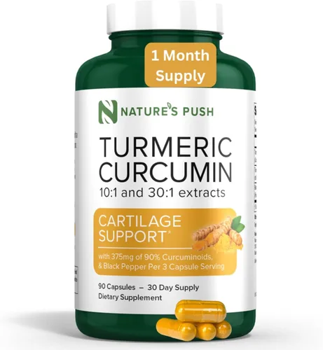 Nature's Push Curcumina de cúrcuma súper potente 30:1 Extracto 30:1 375 mg 90% curcuminoides, 1,350 mg de raíz de cúrcuma 10:1 más pimienta negra