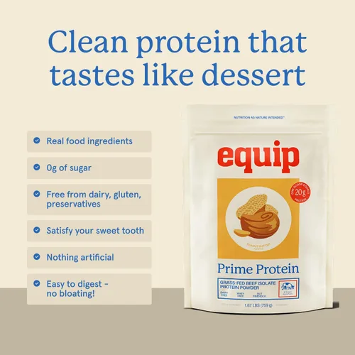 Miniatura 4 de Equip Foods - Polvo de proteína limpia de carne de res alimentada con pasto, aislado proteico, apto para dieta carnívora, paleo y keto, sin gluten