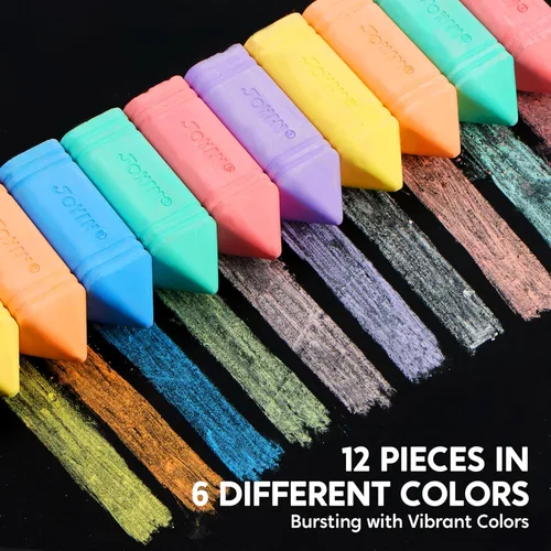 Miniatura 2 de JOYIN 12 tizas jumbo para acera con 6 colores, tiza lavable para niños, suministros escolares no tóxicos, juegos al aire libre, accesorios