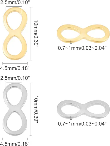 Miniatura 5 de UNICRAFTALE Colgante de infinito chapado en oro de 18 quilates a granel, mini enlace de conector de acero inoxidable para hacer joyas, collares
