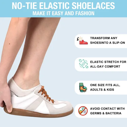 Miniatura 2 de Cordones para zapatos sin ataduras para niños y adultos, 6 pares de cordones elásticos para zapatos planos con hebilla de metal