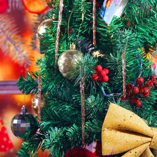 Miniatura 5 de Boao Carámbano de vidrio de 3.5 a 7.8 pulgadas, adornos de Navidad de carámbanos de vidrio torcido, decoraciones colgantes (rosa, 25 unidades)