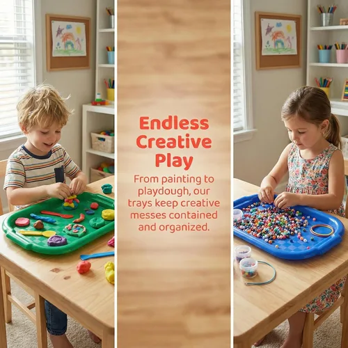 Miniatura 7 de Suwimut - Bandeja de plástico para actividades para niños, diseño de manualidades y manualidades, bandeja para servir para manualidades, cuentas