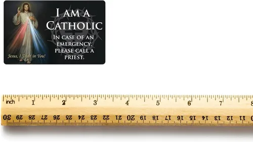 Miniatura 2 de Needzo Tarjeta de identificación católica de Divine Mercy, cartera y tarjeta de oración de bolsillo, recuerdo religioso, 2.125 x 3.25 pulgadas