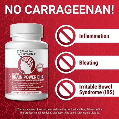 Miniatura 8 de DHA vegano para cerebro y prenatal 100% a base de algas Omega 3 ácidos grasos esenciales sin carragenano, sin aceite vegetal más 2500 mcg