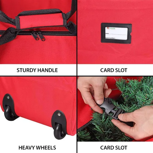 Miniatura 2 de Bolsa de almacenamiento para árbol rodante de Navidad, se adapta a árboles navideños desmontados de hasta 7.5 pies de alto, 22 pulgadas de alto x 16