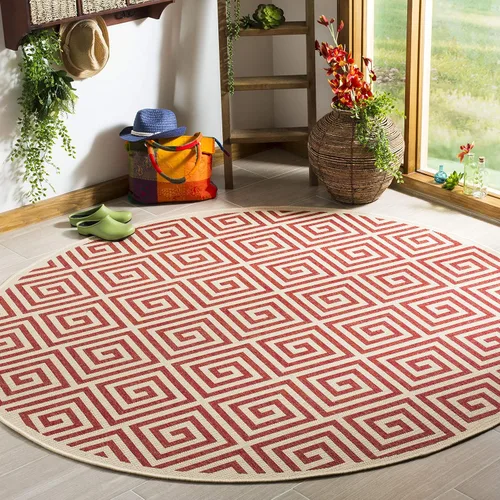 Miniatura 26 de SAFAVIEH Linden Collection - Alfombra lavable para exteriores, alfombra de pasillo de 2.2 x 8 pies, color rojo y crema, no desprende pelusa y fácil