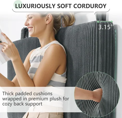 Miniatura 4 de Cabecera tamaño Queen, cabeceros modernos montados en la pared con luz LED para cama con tapicería cabecera colgante para dormitorio, con acolchado