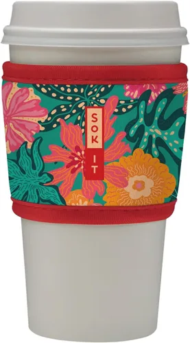 Miniatura 71 de Sok It HotSok Coffee & Tea - Funda de neopreno con aislamiento reutilizable (floral abstracto)