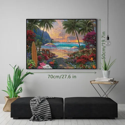 Miniatura 5 de Coloridos rompecabezas de playa y océano para adultos, 1000 piezas de naturaleza, hermoso pájaro de Hawái, flores, plantas, árboles, rompecabezas
