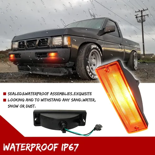 Miniatura 4 de para 1988-1997 Nissan D21 Hardbody PickUp, 1988-1995 Nissan Pathfinder luz de señal de giro para parachoques delantero, lente ámbar, lámpara ámbar