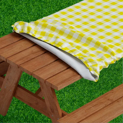 Miniatura 13 de Sorfey Mantel de picnic ajustado con elástico, vinilo con reverso de franela, se adapta a mesa de 48 x 24 pulgadas, rectangular, a prueba de agua