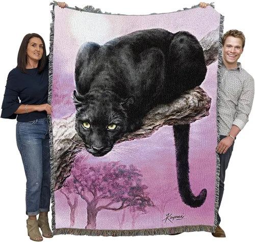 Miniatura 13 de Pure Country Weavers Manta de pantera negra de Vincent HIE – Manta de regalo tejida de algodón – Fabricado en los Estados Unidos (72 x 54 pulgadas)